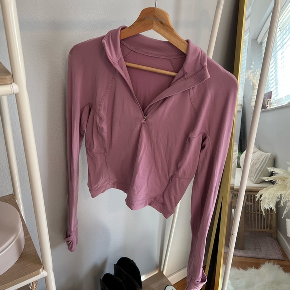 Lululemon It’s Rulu Cropped Half-zip Size 8 Pink Taupe - Picture 2 of 4